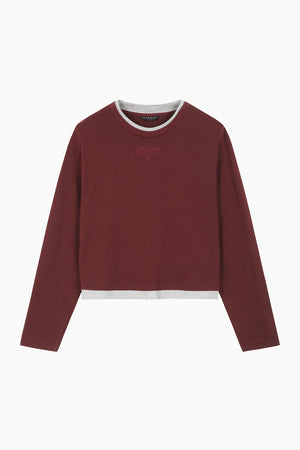 T-shirt con contrasto e ricamo