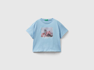 T-shirt con stampa fotografica cavalli