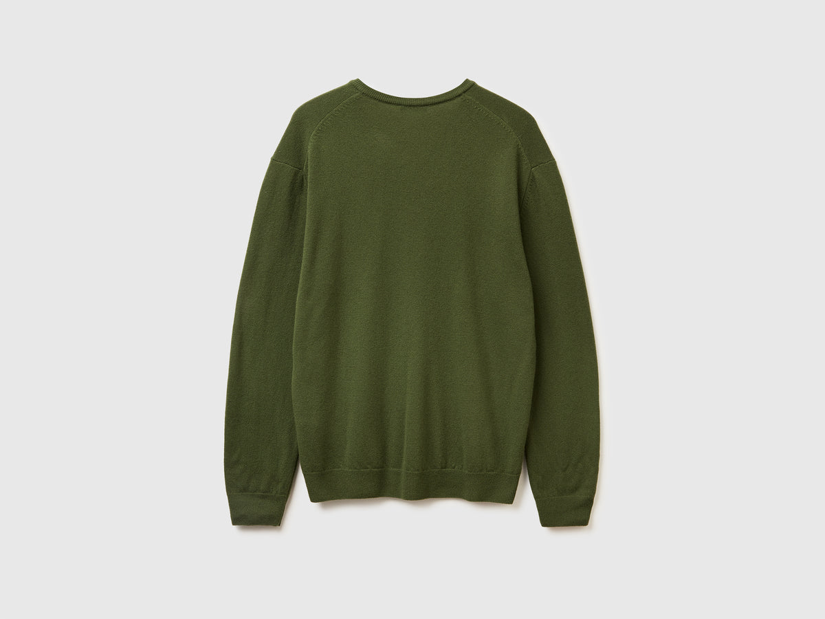 Maglia scollo a V in pura lana Merino