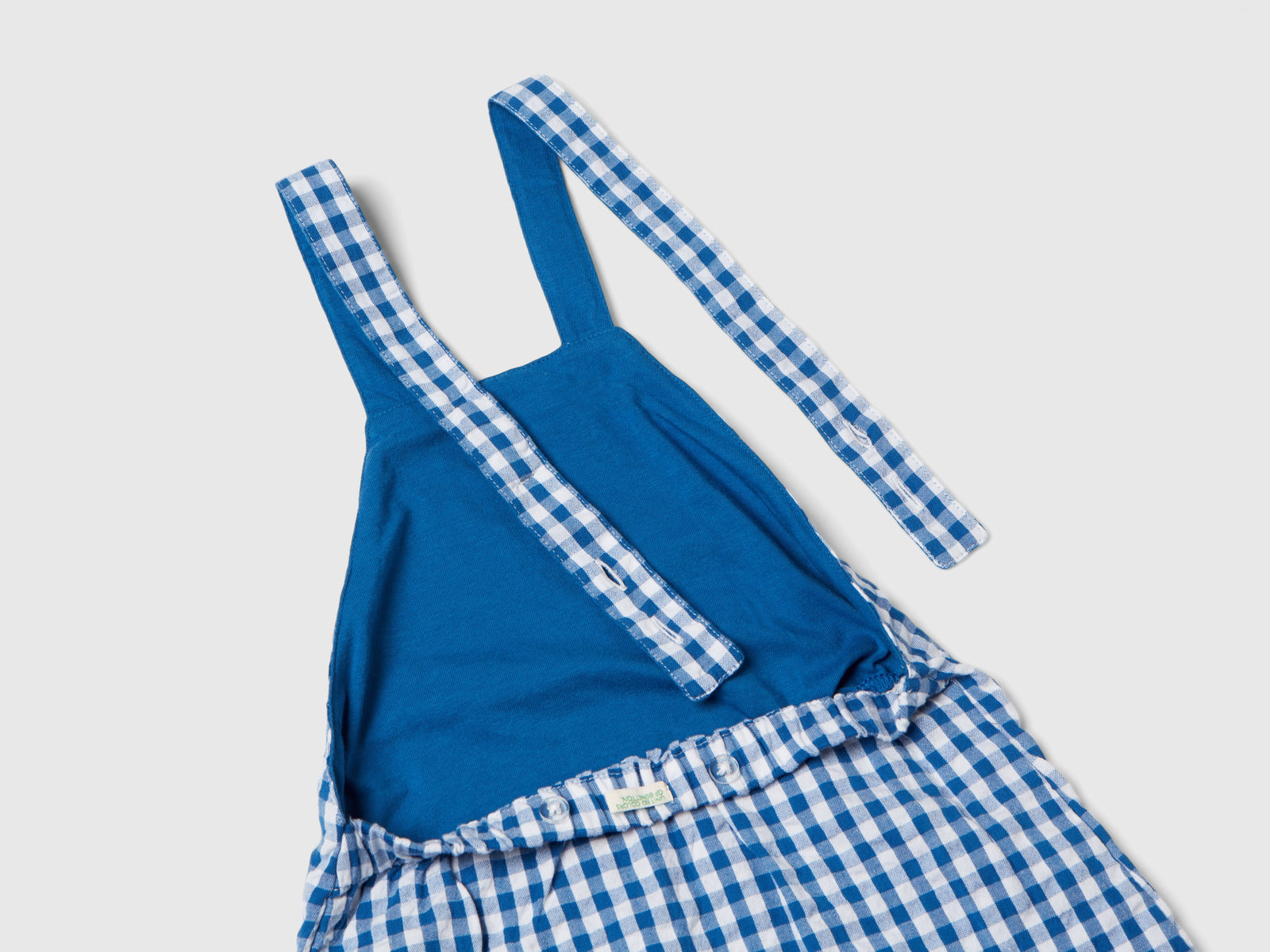 Salopette vichy in puro cotone da neonato blu 3 | Benetton Outlet