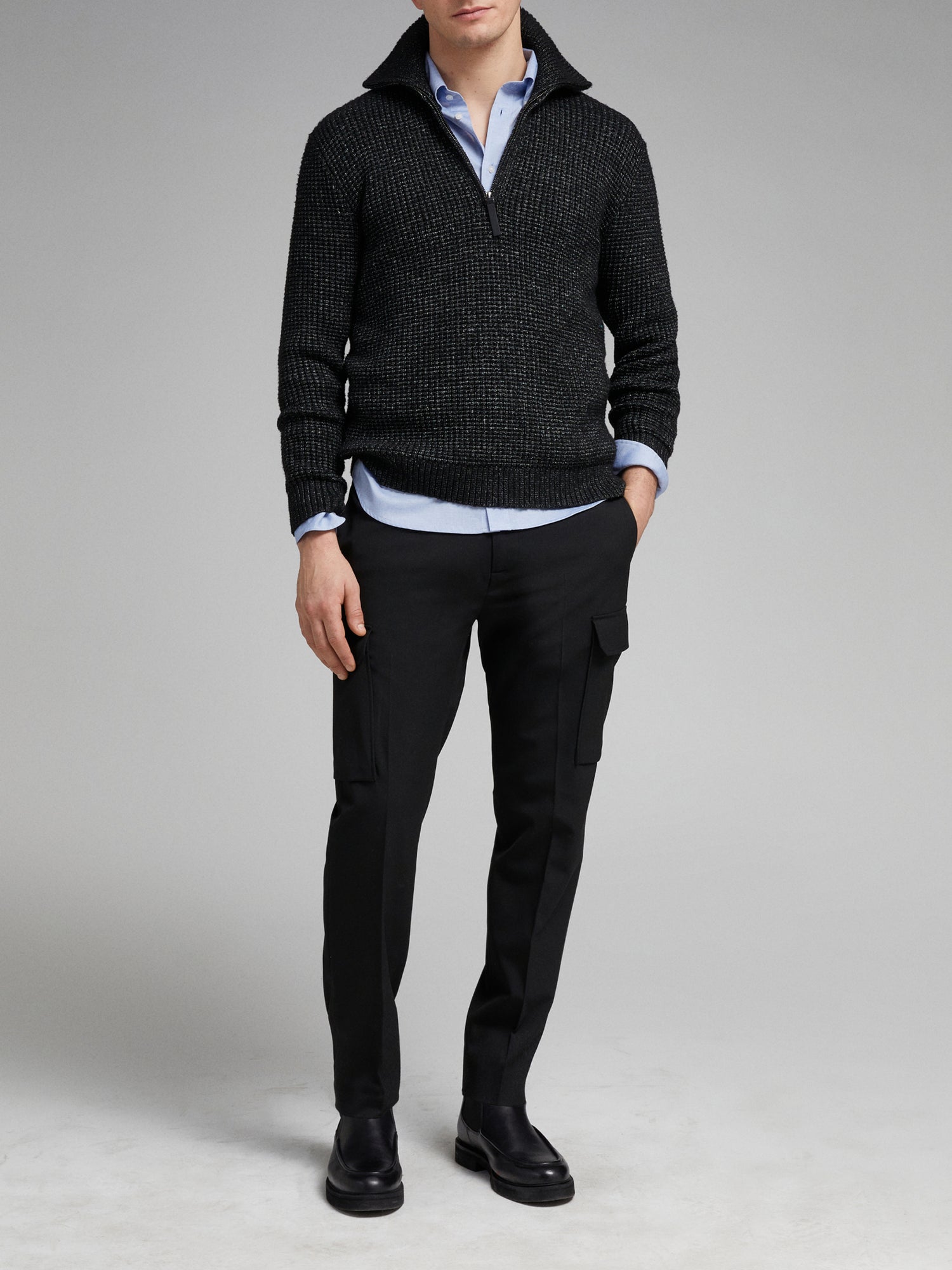 Maglia con zip da uomo grigio scuro | Sisley Outlet