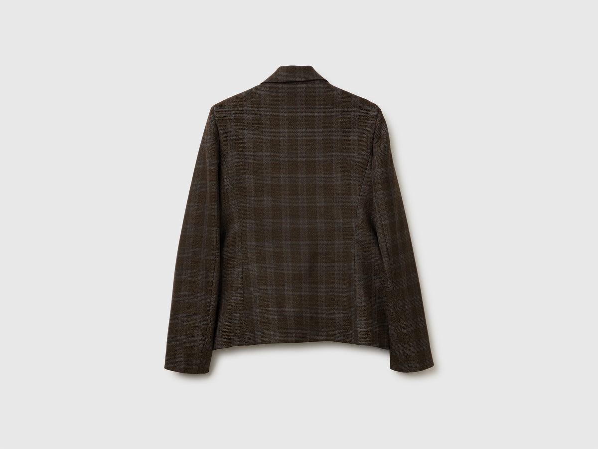 Blazer a quadri in misto viscosa