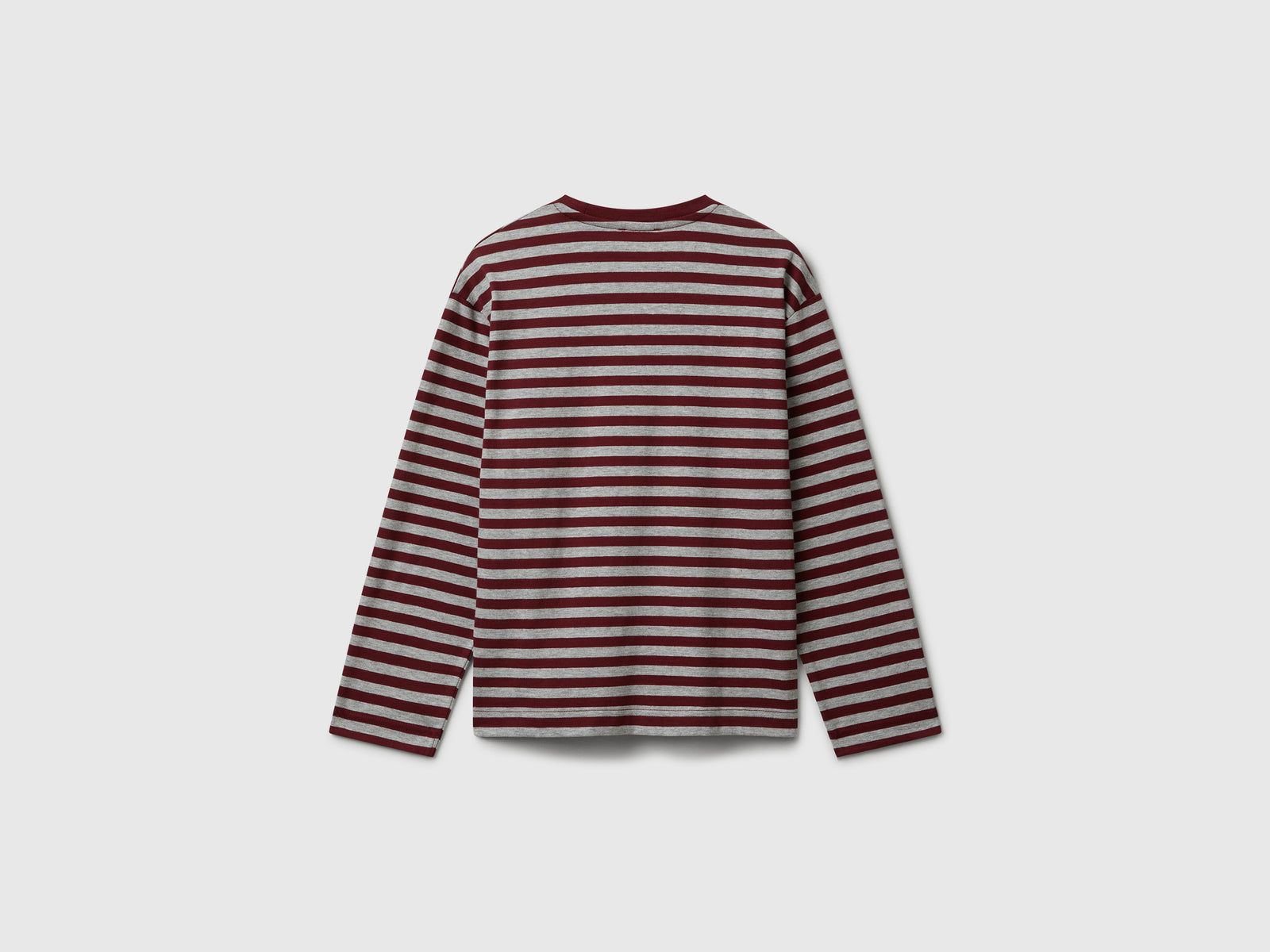 T-shirt manica lunga a righe da bambino bordeaux 2 | Benetton Outlet
