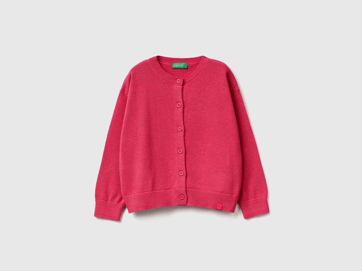 Cardigan girocollo in puro cotone