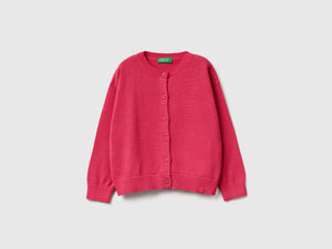 Cardigan girocollo in puro cotone