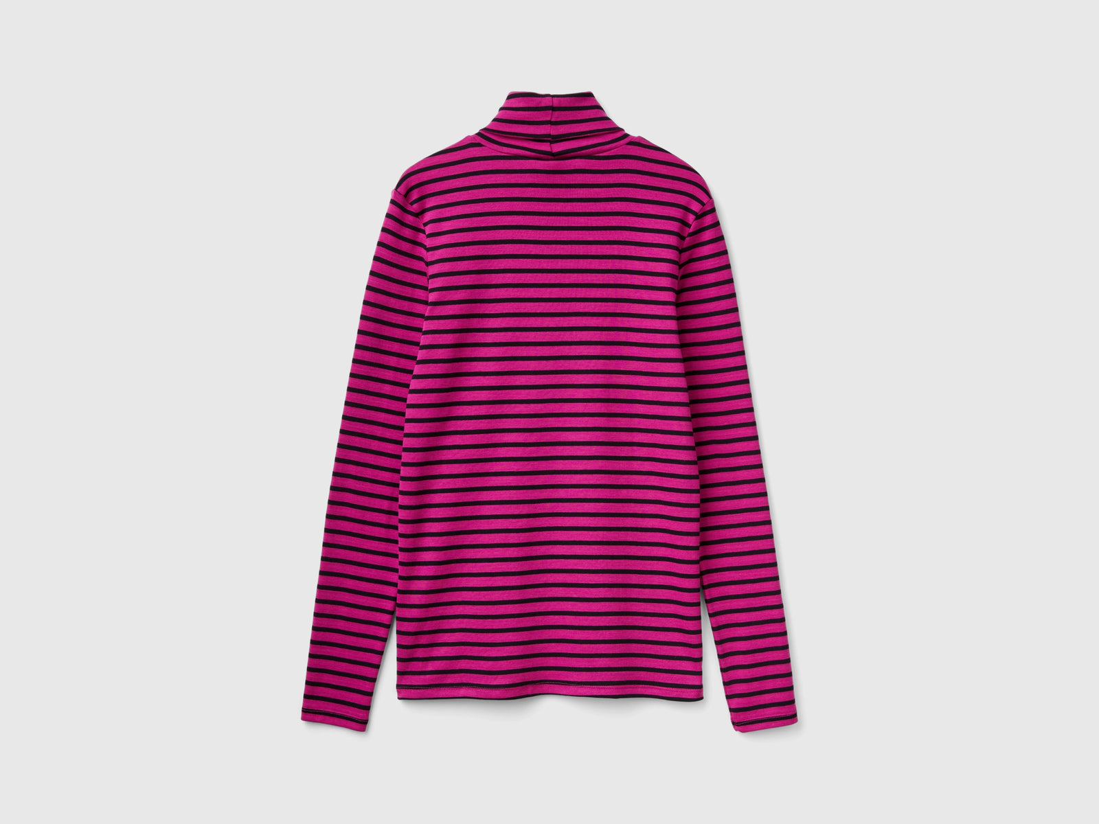 T-shirt lupetto a righe da donna ciclamino 2 | Benetton Outlet