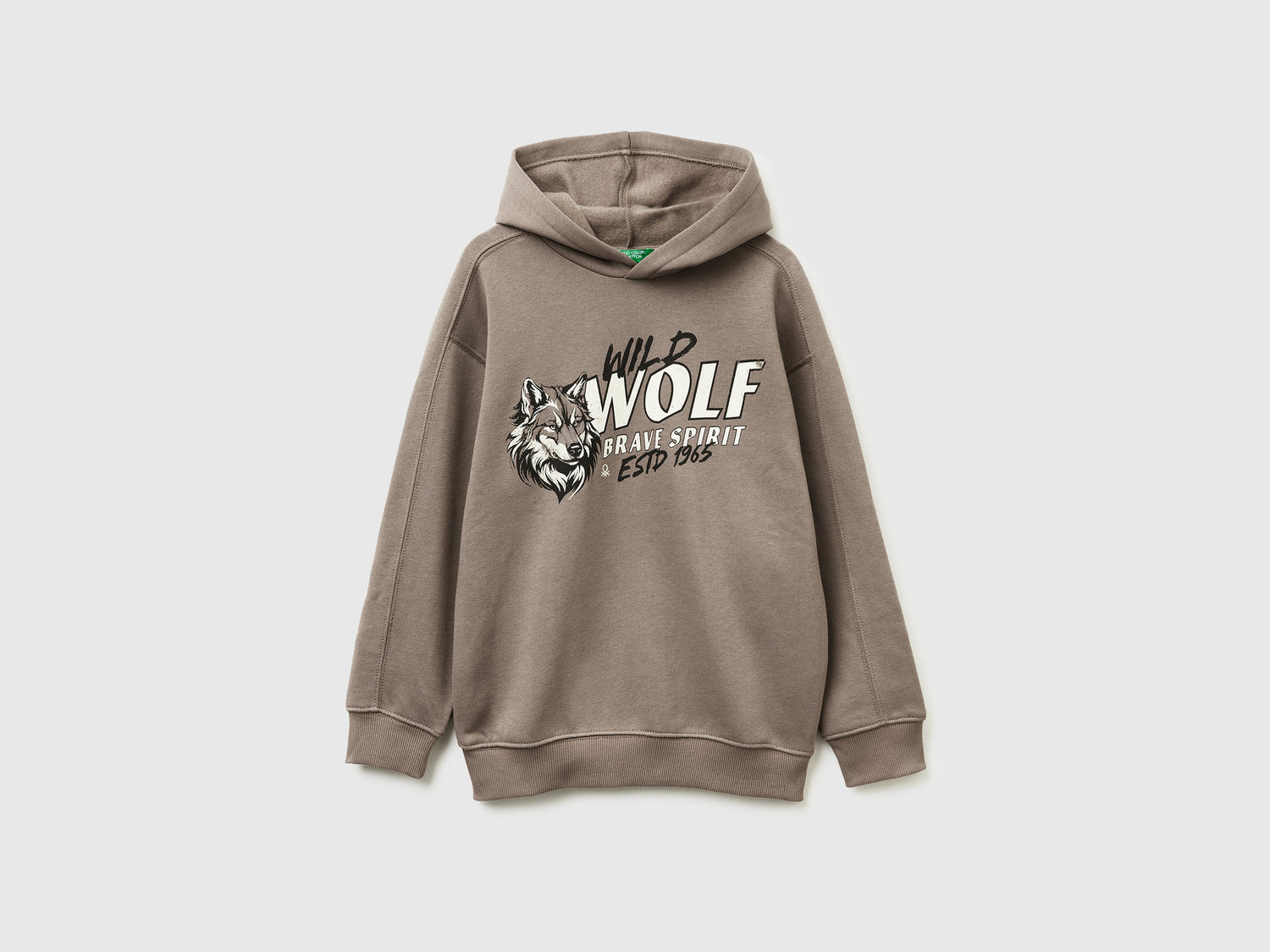Felpa in caldo cotone con stampa da bambino marrone | Benetton Outlet