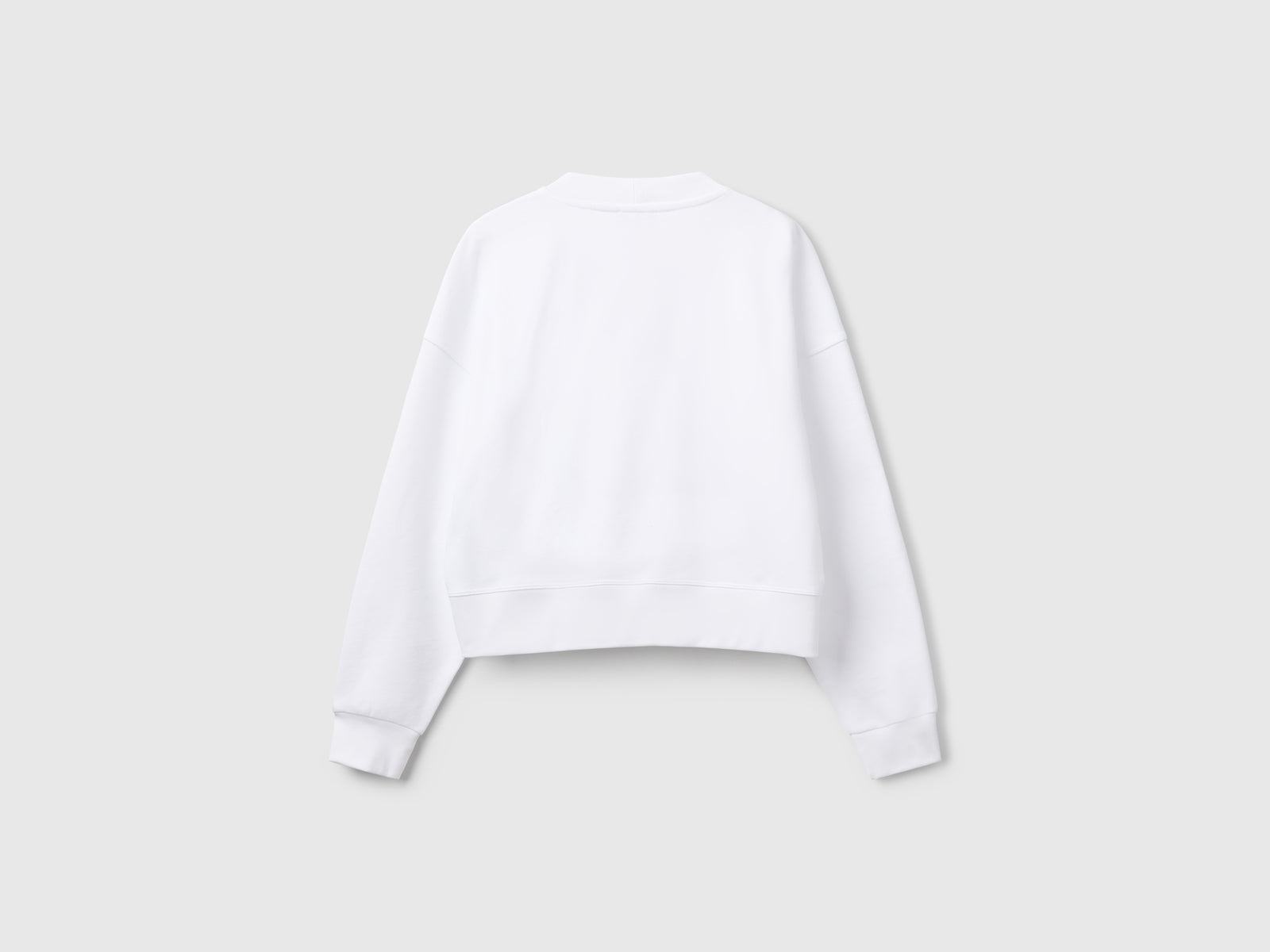 Felpa 100% cotone con stampa logo da donna bianco 2 | Benetton Outlet
