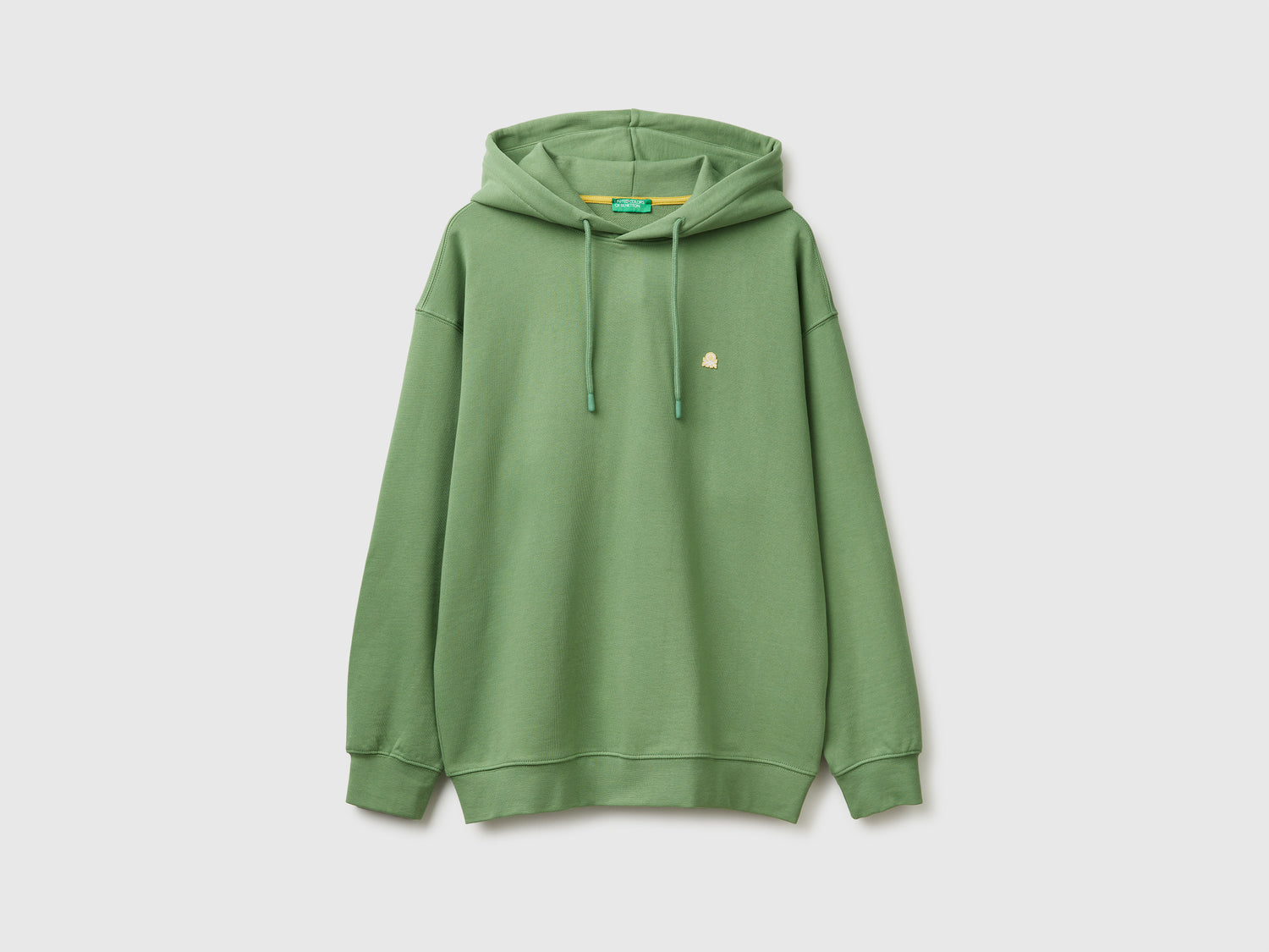 Felpa in cotone con cappuccio da uomo verde militare | Benetton Outlet