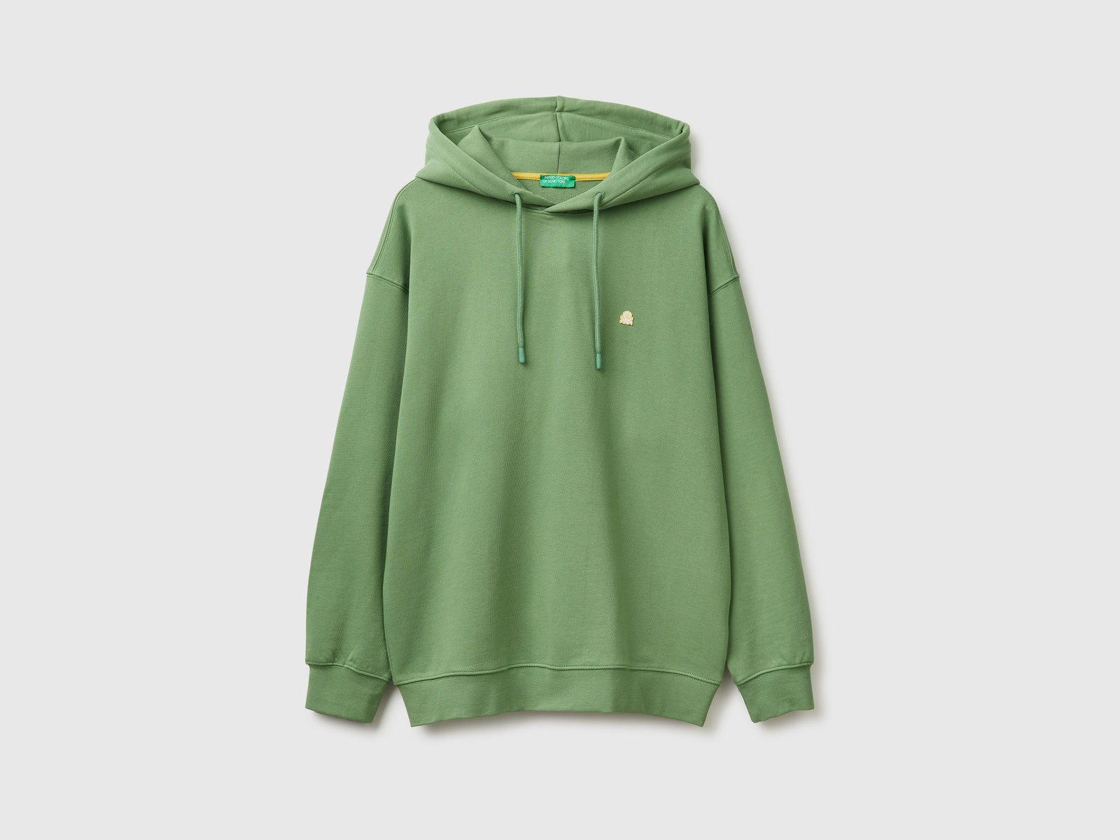 Felpa in cotone con cappuccio da uomo verde militare | Benetton Outlet