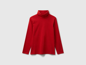T-shirt stretch con collo alto