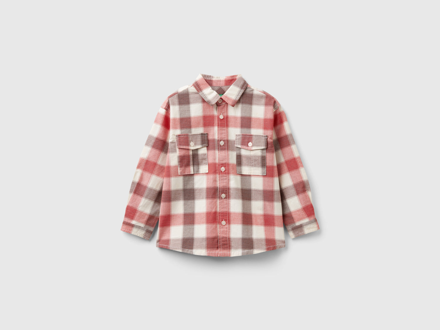 Camicia a quadri in cotone stretch da bimbo multi-color | Benetton Outlet