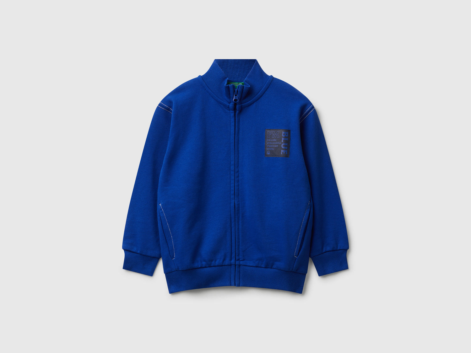 Felpa con zip e stampa spessorata da bimbo bluette | Benetton Outlet