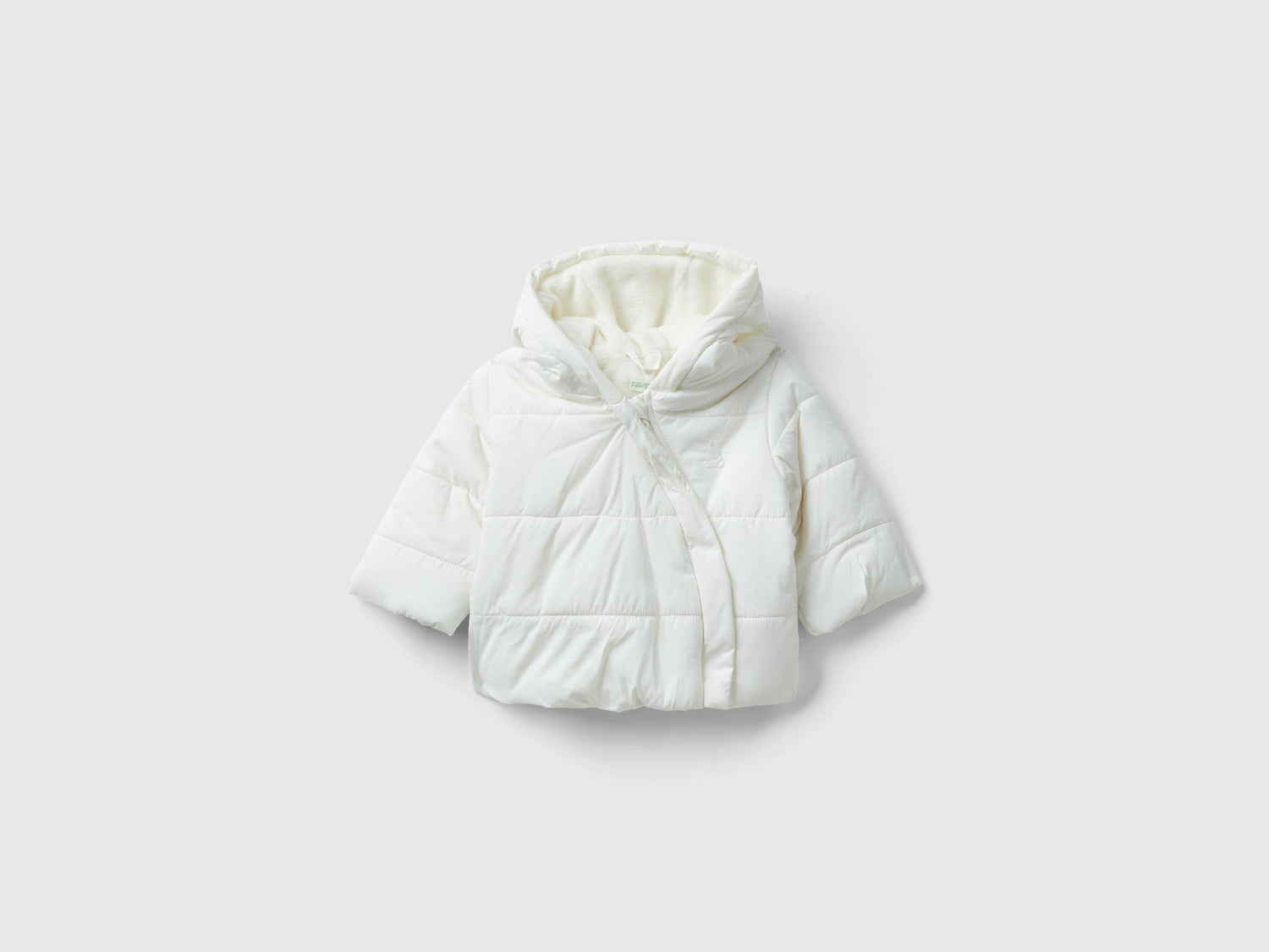 Giubbino imbottito con cappuccio da neonato bianco panna | Benetton Outlet