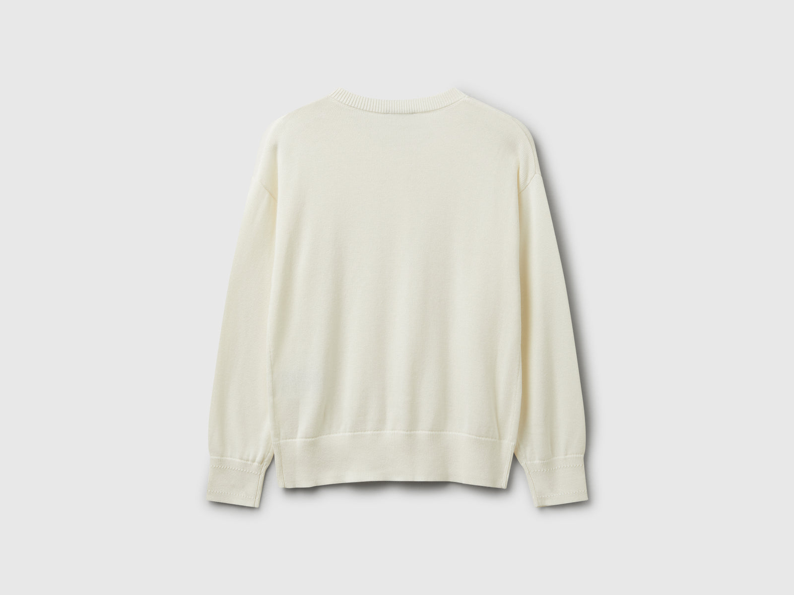 Cardigan girocollo in puro cotone da bambina bianco panna 2 | Benetton Outlet