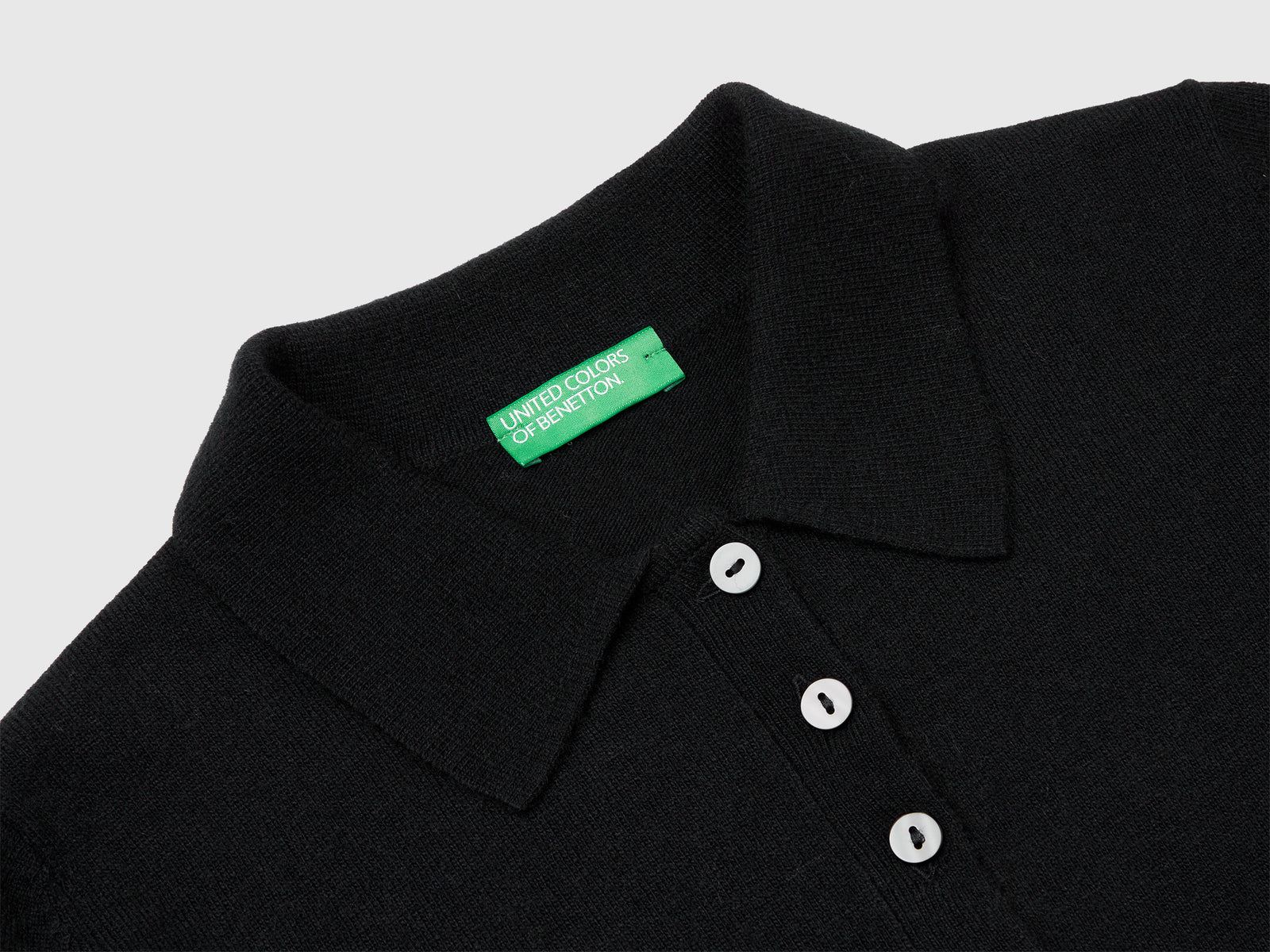 Polo in maglia in misto cashmere da donna nero 3 | Benetton Outlet
