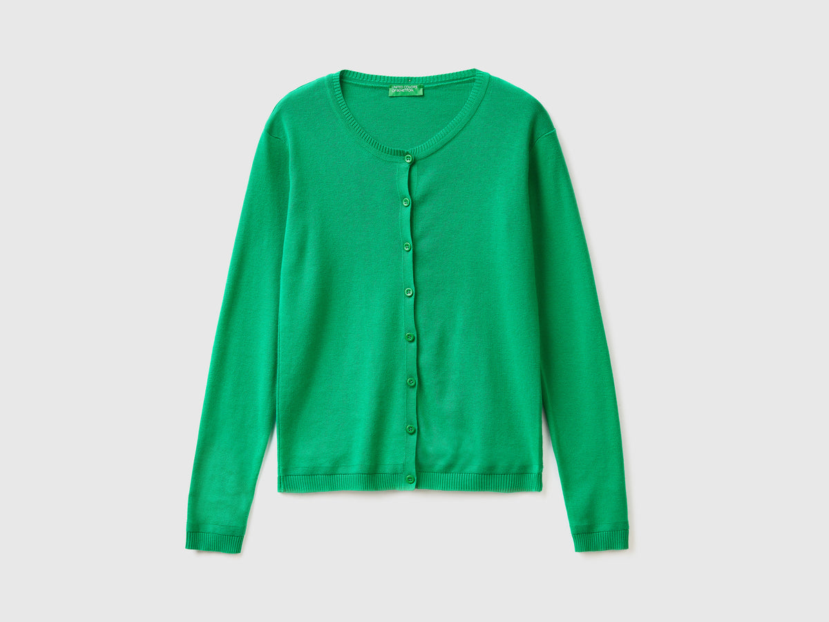 Cardigan girocollo in puro cotone