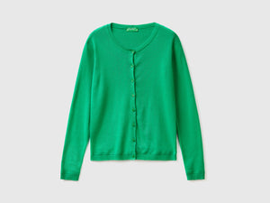 Cardigan girocollo in puro cotone