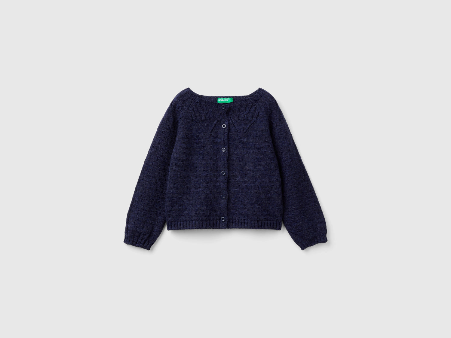 Cardigan con dettagli traforati da bimba blu scuro | Benetton Outlet