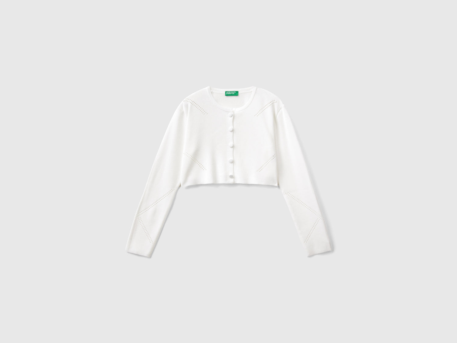 Cardigan corto in misto viscosa da bambina bianco | Benetton Outlet