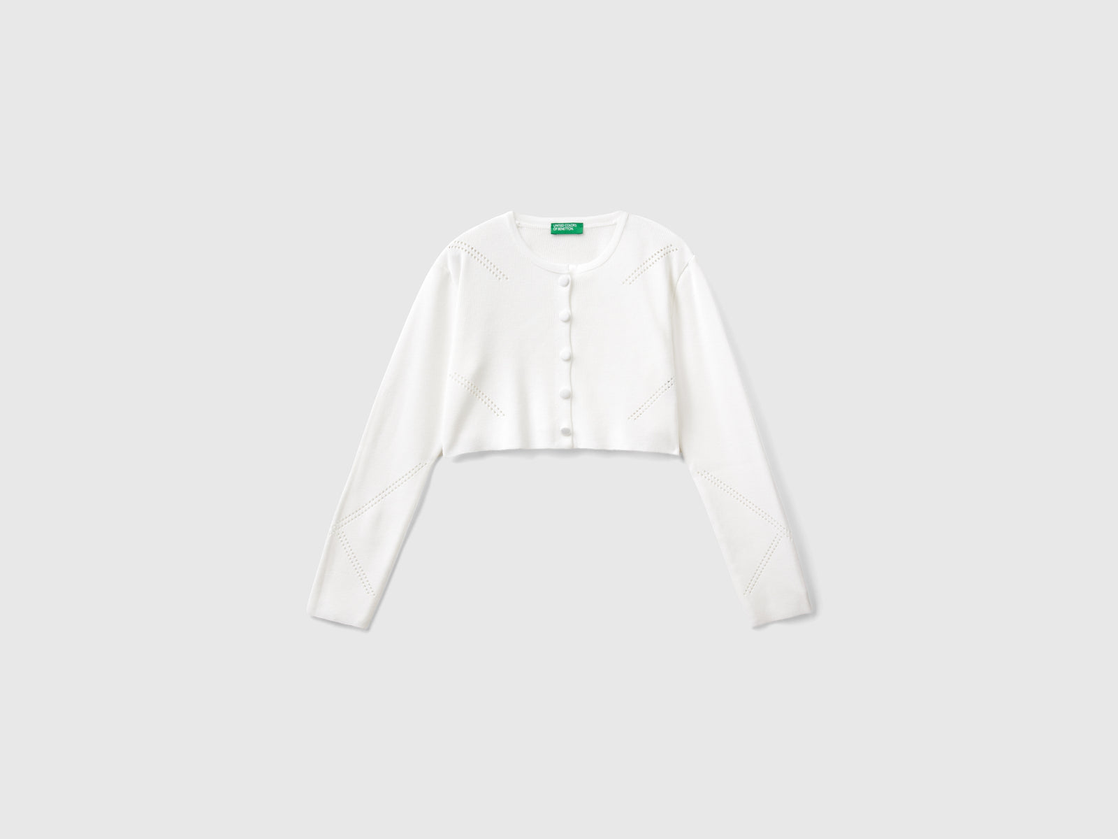Cardigan corto in misto viscosa da bambina bianco | Benetton Outlet