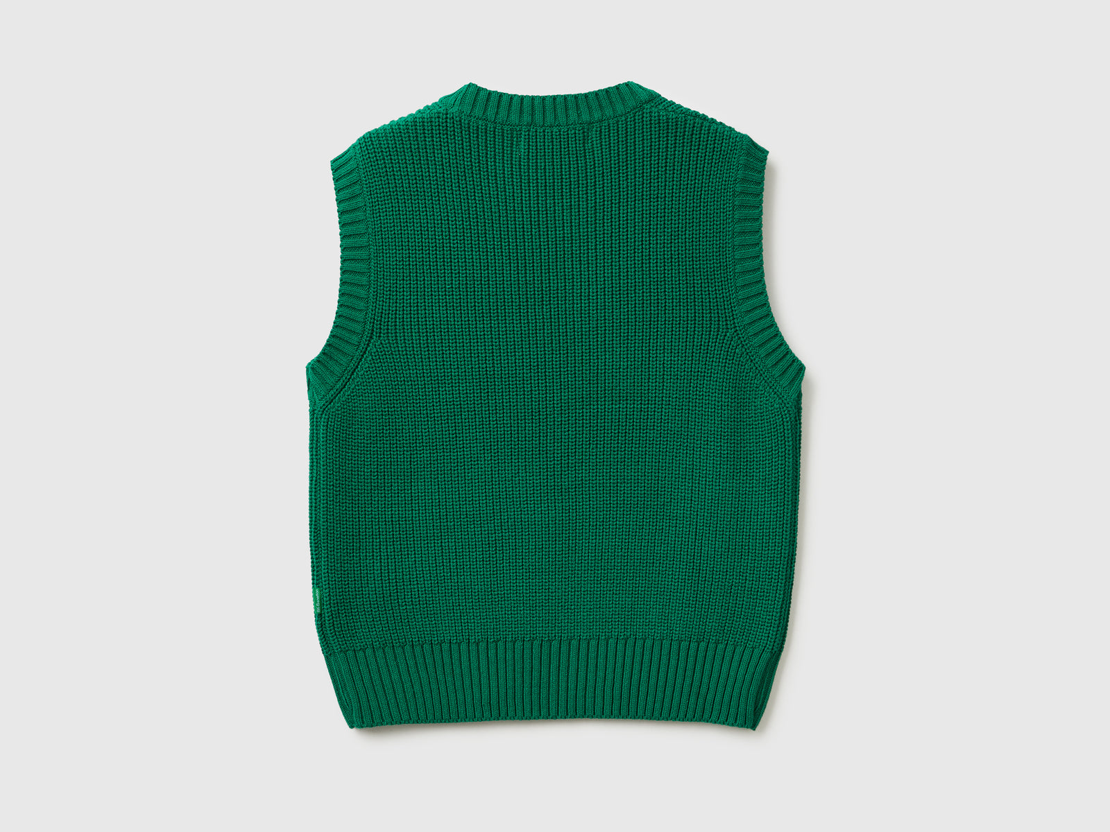 Gilet lavorato con intarsio da donna verde 2 | Benetton Outlet