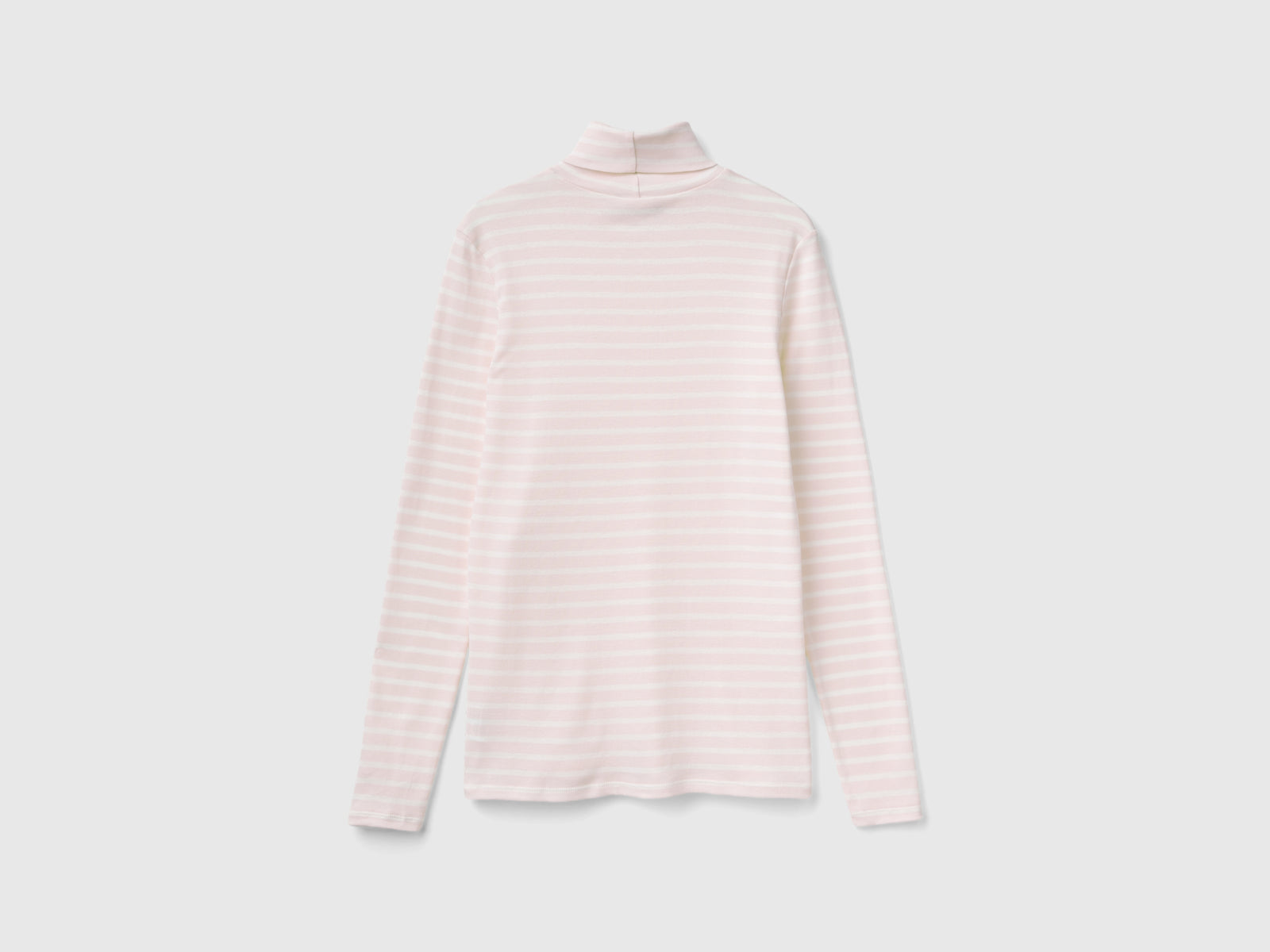 T-shirt lupetto a righe da donna rosa pastello 2 | Benetton Outlet