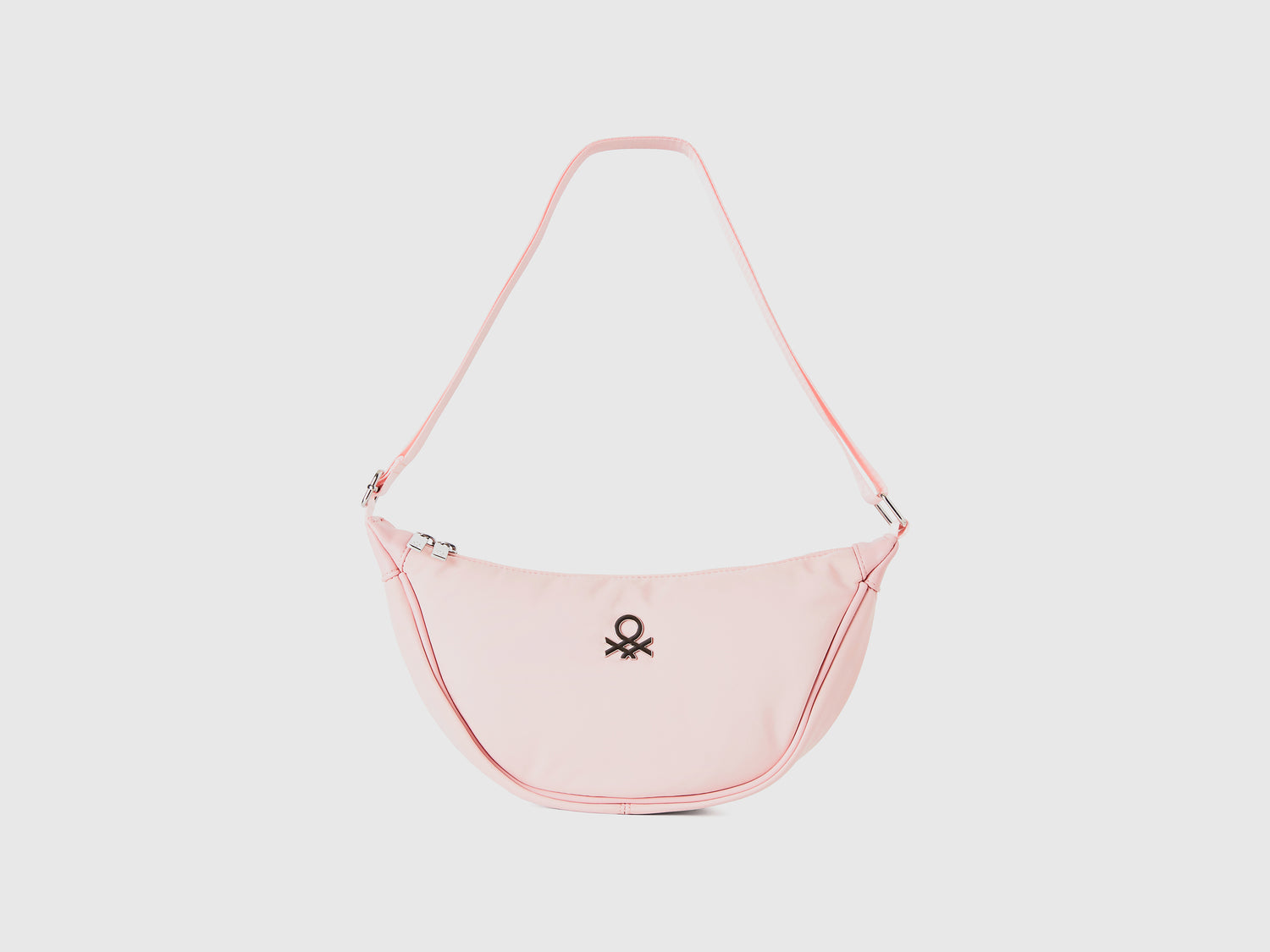 Borsa tracolla a mezzaluna da donna rosa tenue | Benetton Outlet