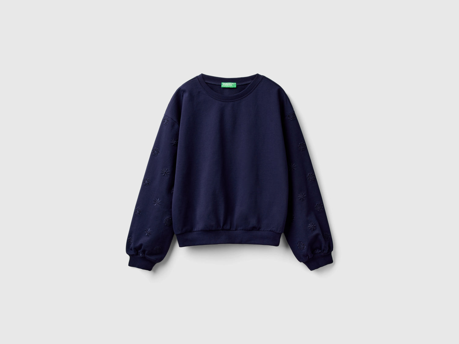 Felpa con ricamo fiori da donna blu scuro | Benetton Outlet