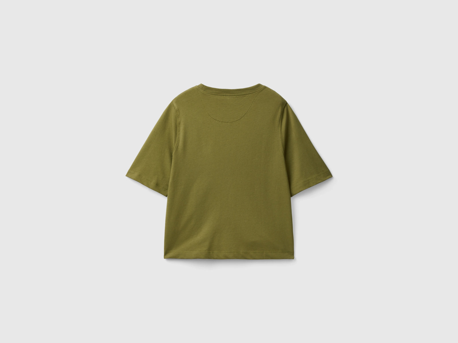 T-shirt boxy fit 100% cotone da donna verde militare 2 | Benetton Outlet