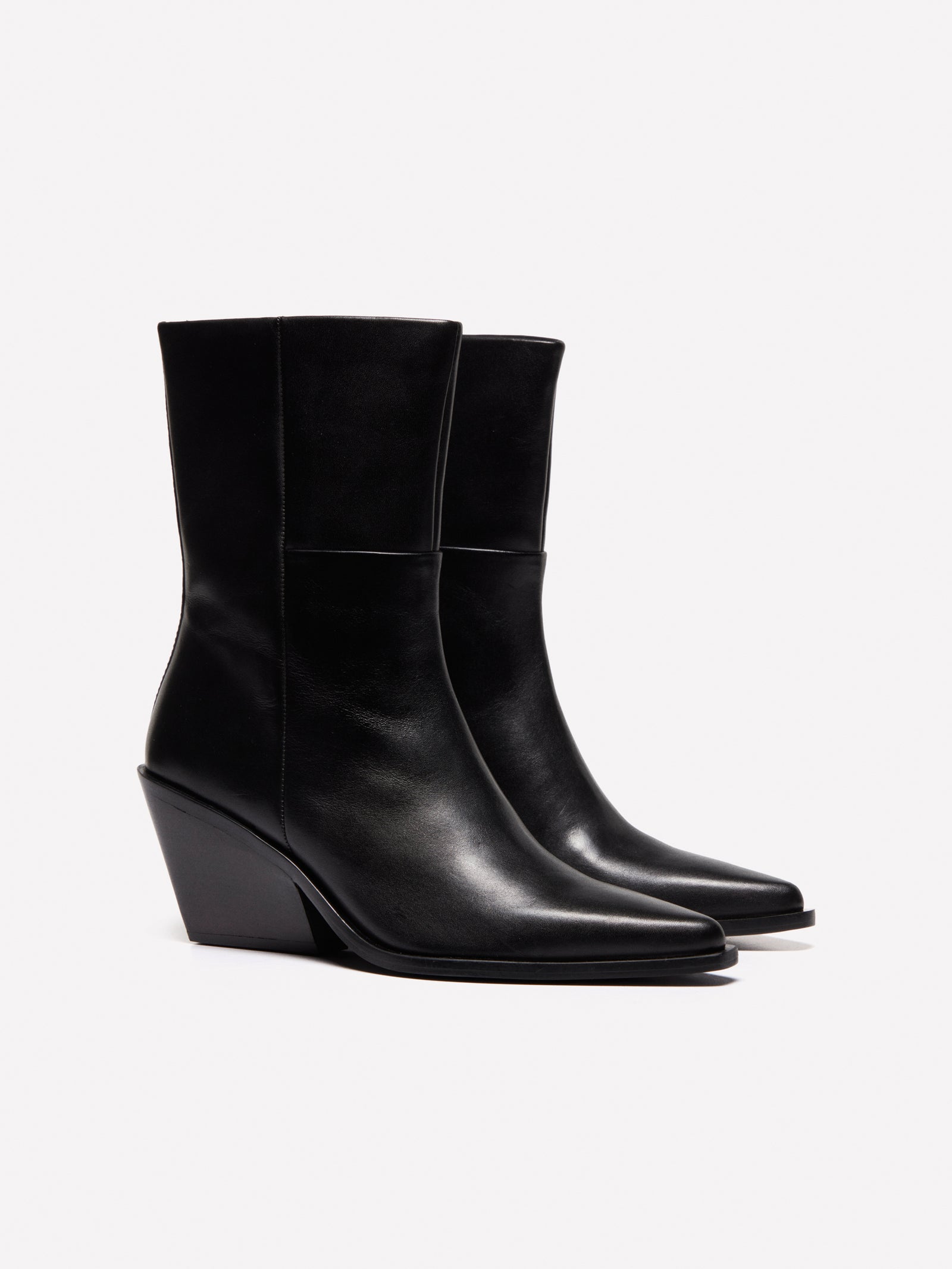 Botines de piel tejana da donna nero | Sisley Outlet