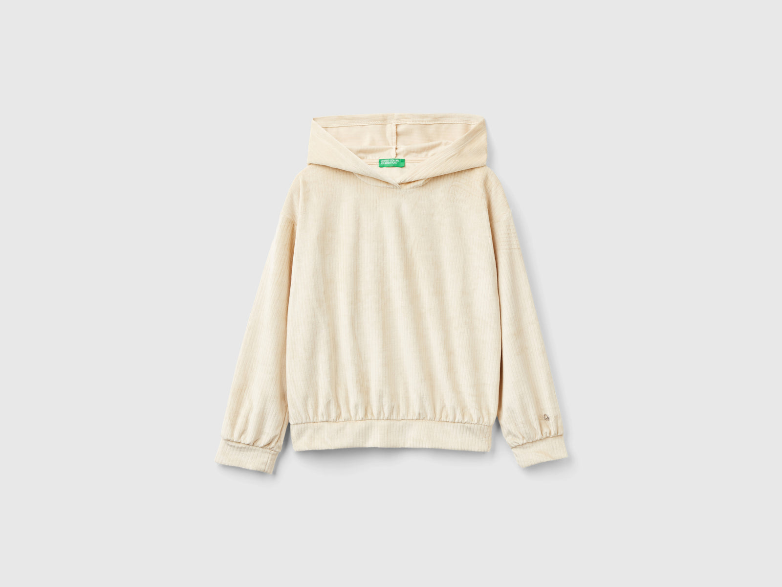 Chenille hoodie da bambina bianco panna | Benetton Outlet