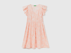 Vestito corto con scollo a V in tessuto fluido e leggero di pura viscosa