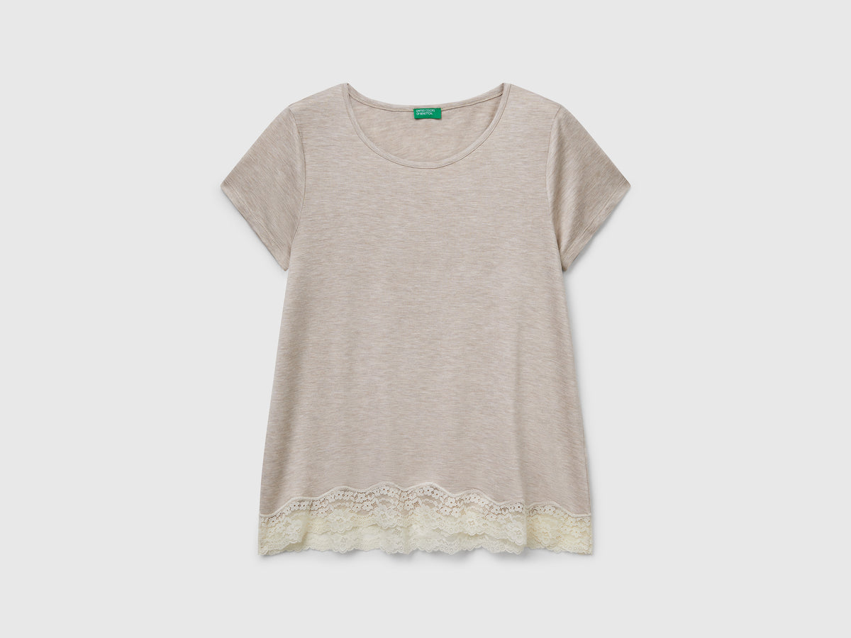 Maglia manica corta con pizzo