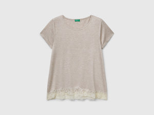 Maglia manica corta con pizzo