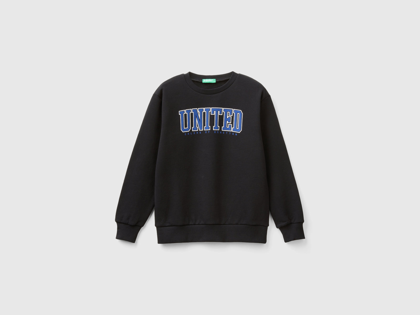 Felpa con stampa logo da bambino nero | Benetton Outlet