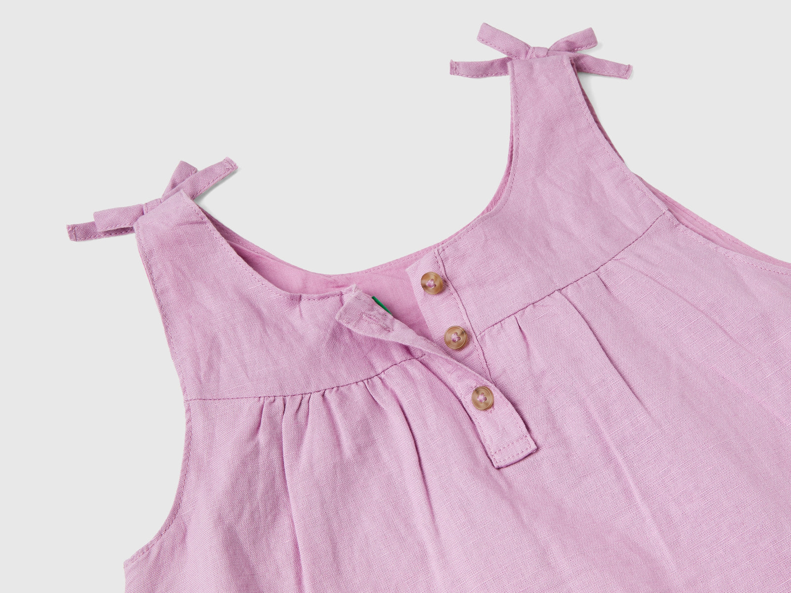 Abito con rouches in misto lino da bimba lilla 2 | Benetton Outlet