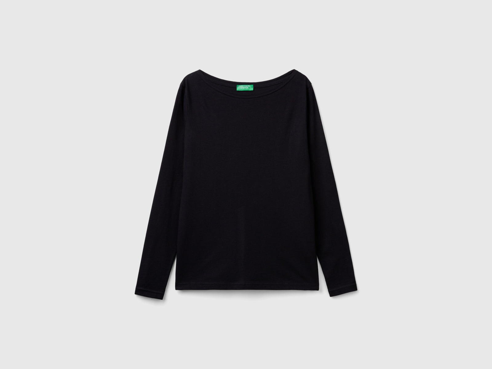 T-shirt con scollo a barchetta 100% cotone da donna nero 2 | Benetton Outlet