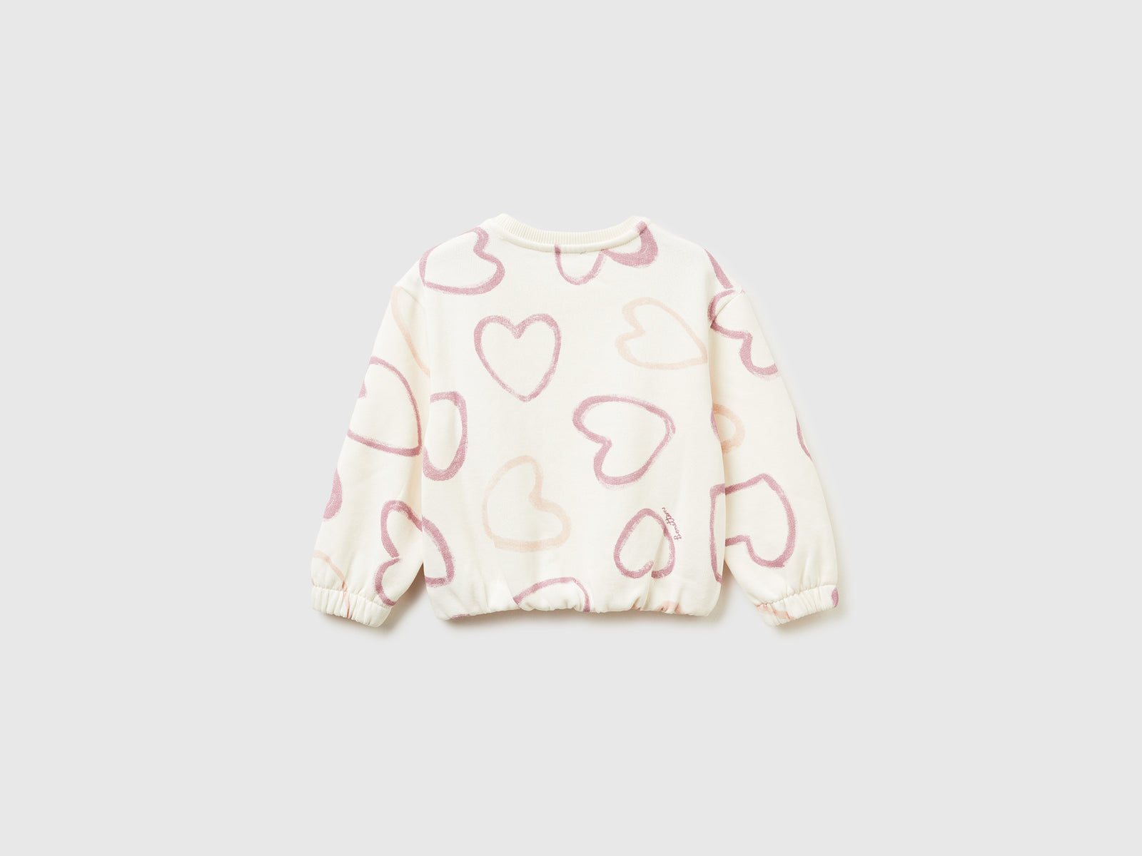 Felpa con stampa cuori da bimba bianco panna 2 | Benetton Outlet