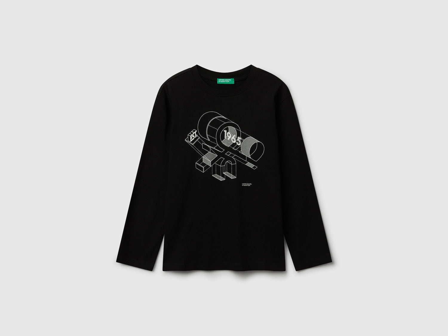 T-shirt in cotone da bambino nero | Benetton Outlet