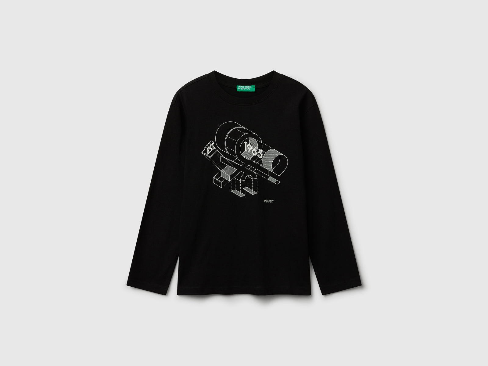 T-shirt in cotone da bambino nero | Benetton Outlet