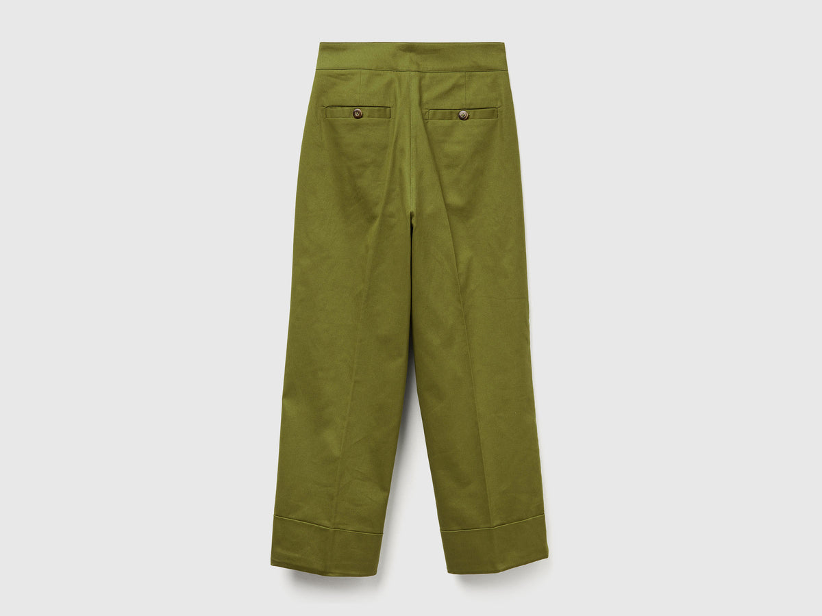 Pantaloni straight con risvolto