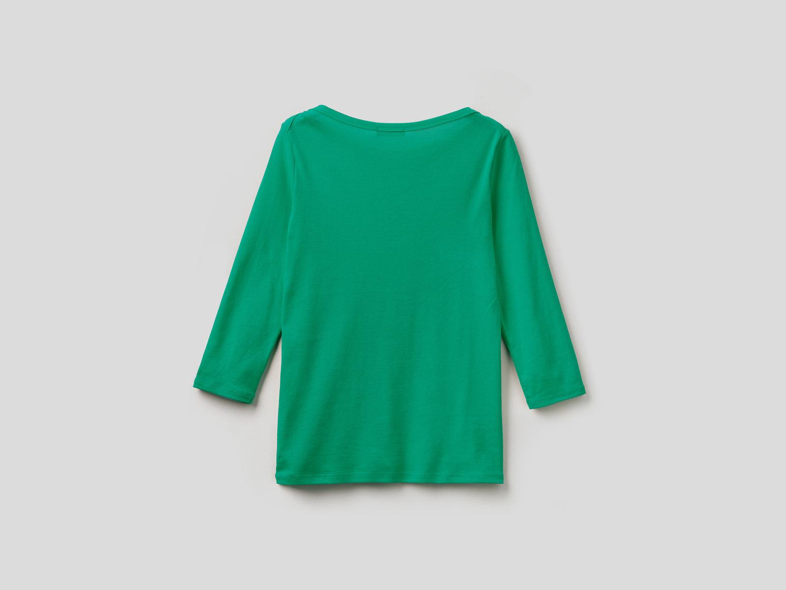 T-shirt con scollo a barchetta 100% cotone da donna verde 2 | Benetton Outlet