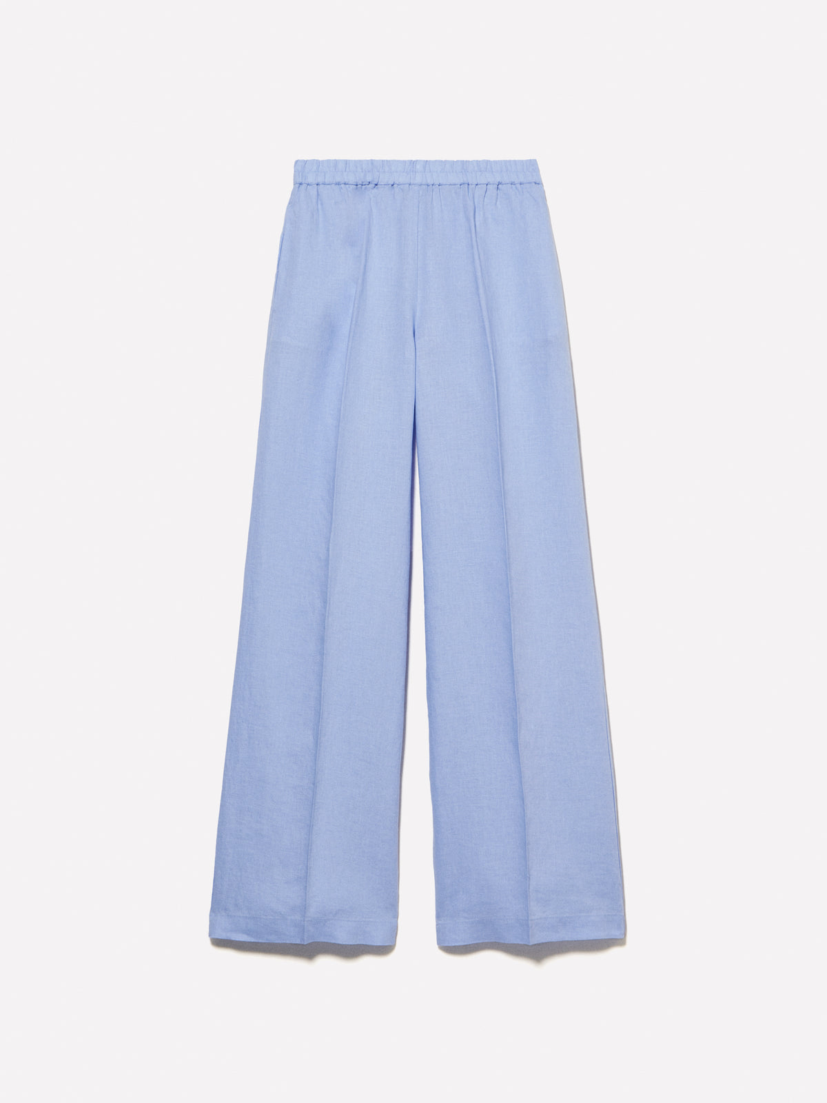 Light blue 100% linen flare fit trousers