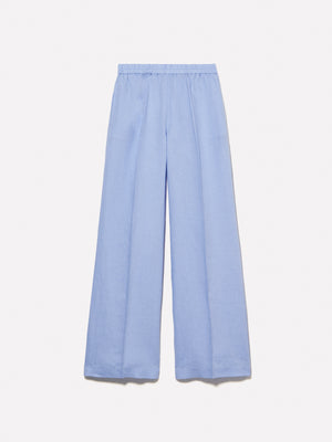 Light blue 100% linen flare fit trousers