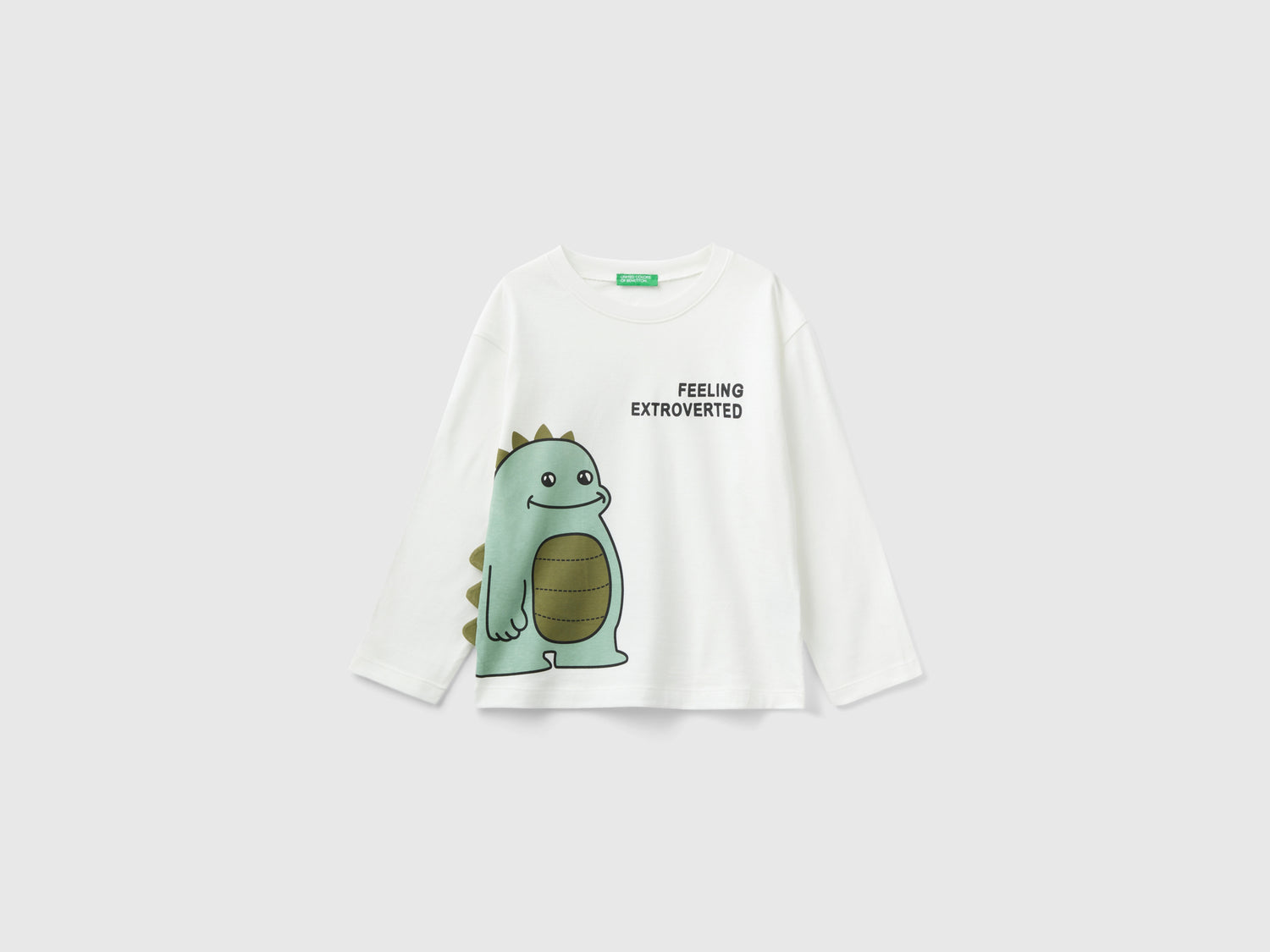 T-shirt con stampa e patch da bimbo bianco panna | Benetton Outlet