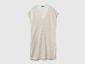 Vestito traforato in misto lino