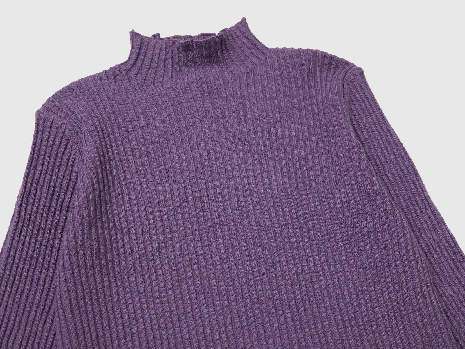 Maglia con collo alto a costine da bambina viola 3 | Benetton Outlet