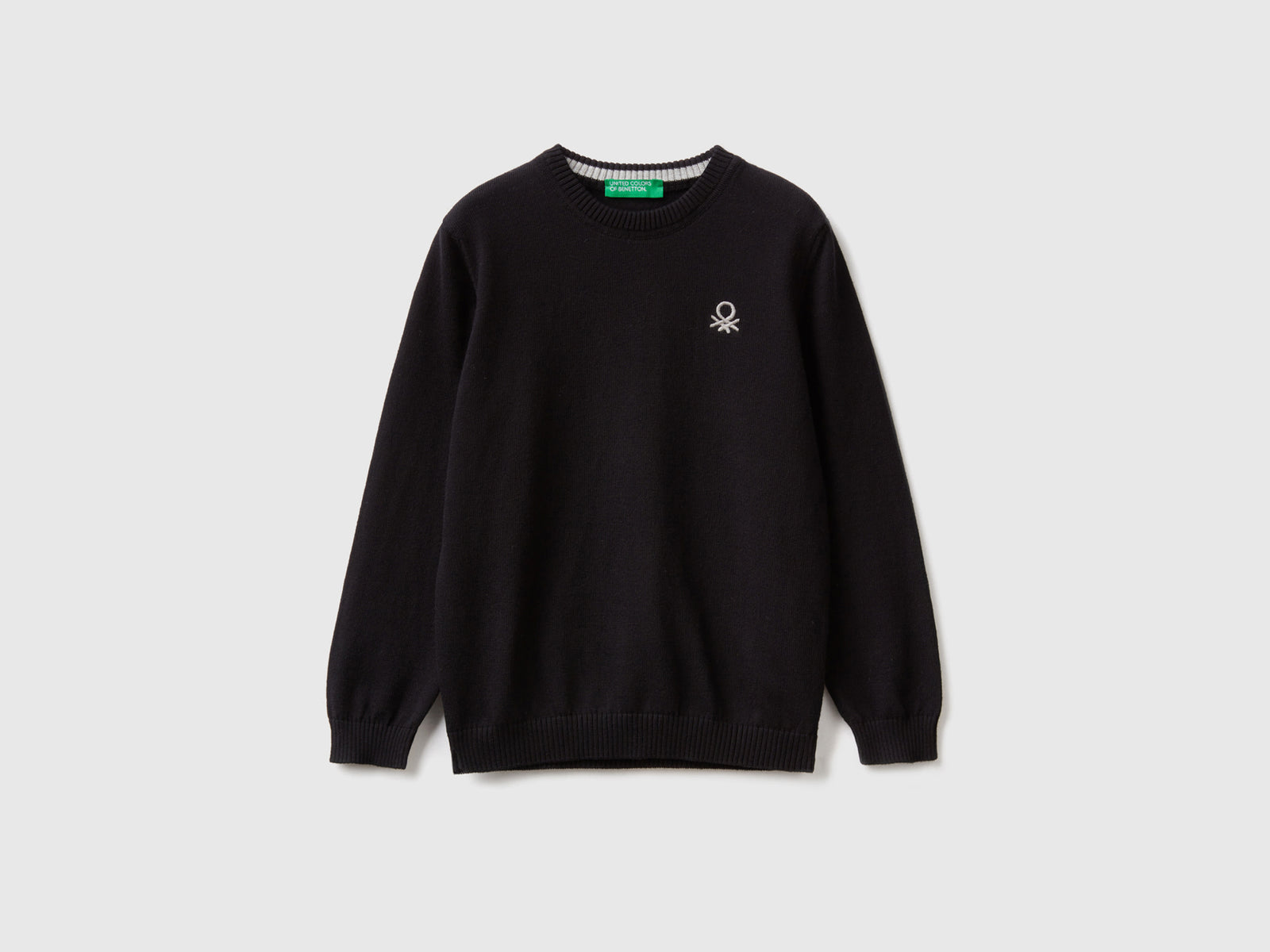 Maglia regular fit 100% cotone da bimbo nero | Benetton Outlet