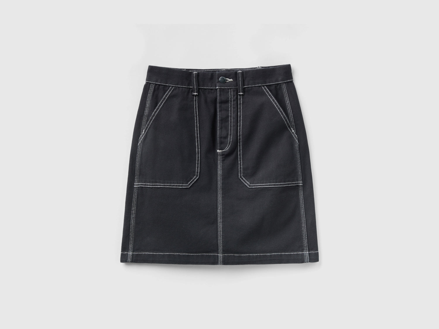 Minigonna in tela di cotone da donna nero | Benetton Outlet